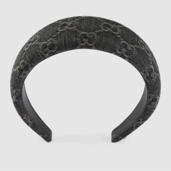 NEW GUCCI Denim Hairband Black Grey 100% Authentic Headband main image 4